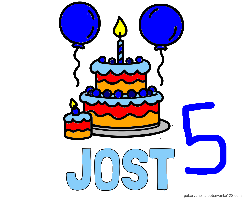 POBARVANA POBARVANKA - Pobarvanka imena JOŠT in pobarvanka velike rojstnodnevne torte