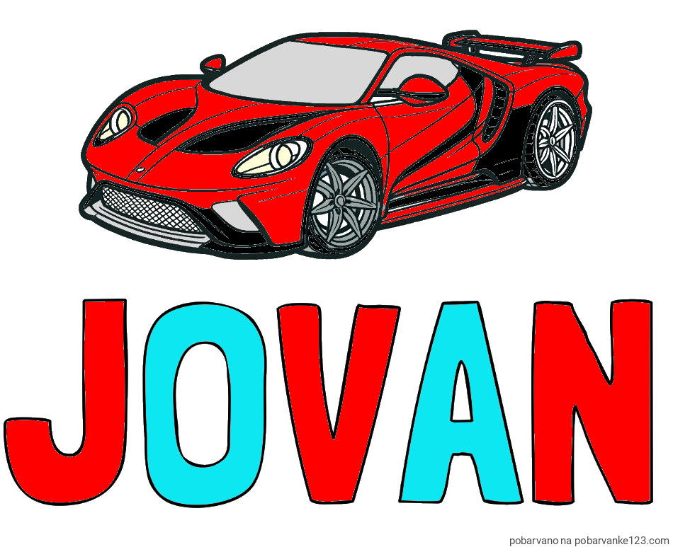 POBARVANA POBARVANKA - Pobarvanka imena JOVAN in Športni avtomobil