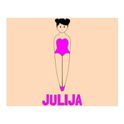 Pobarvana pobarvanka - Pobarvanka imena JULIJA in enostavna pobarvanka baletke