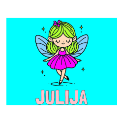 Pobarvana pobarvanka - Pobarvanka imena JULIJA in enostavna pobarvanka čarobne vile
