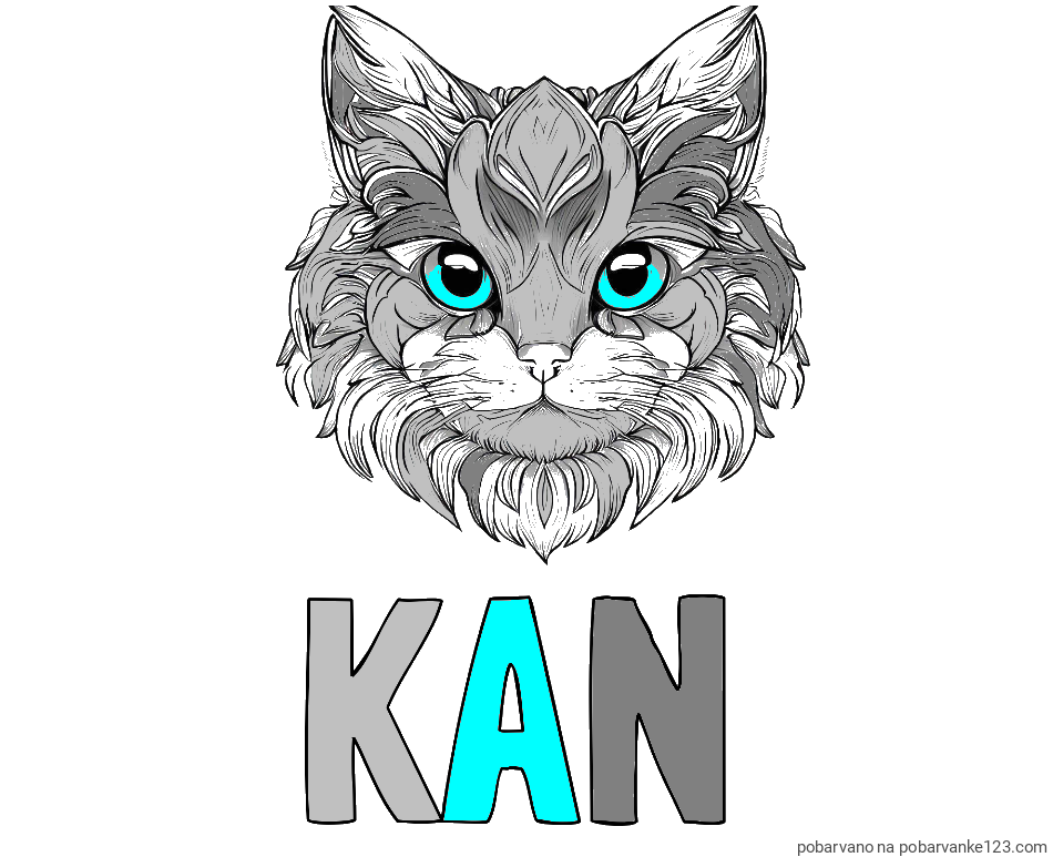 POBARVANA POBARVANKA - Pobarvanka imena KAN in pobarvanka mačke