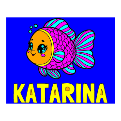 Pobarvana pobarvanka - Pobarvanka imena KATARINA in pobarvanka ribe z bujnimi plavutmi