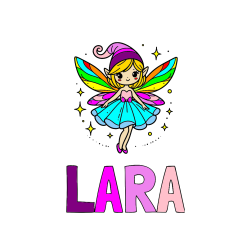 Pobarvana pobarvanka - Pobarvanka imena LARA in otroška pobarvanka čudovite vile