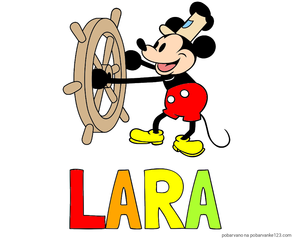 POBARVANA POBARVANKA - Pobarvanka imena LARA in pobarvanka Miki Miške (Mickey Mouse)