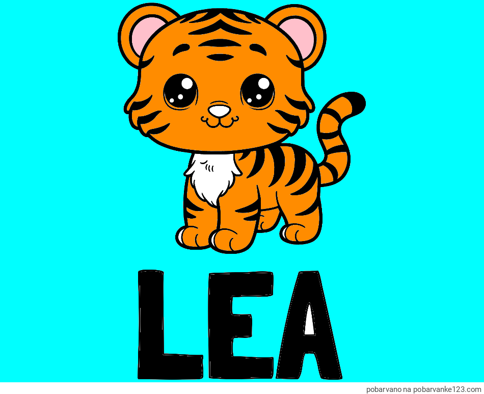 POBARVANA POBARVANKA - Pobarvanka imena LEA in pobarvanka ljubkega tigrčka