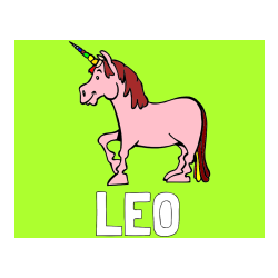 Pobarvana pobarvanka - Pobarvanka imena LEO in pobarvanka veselega samoroga