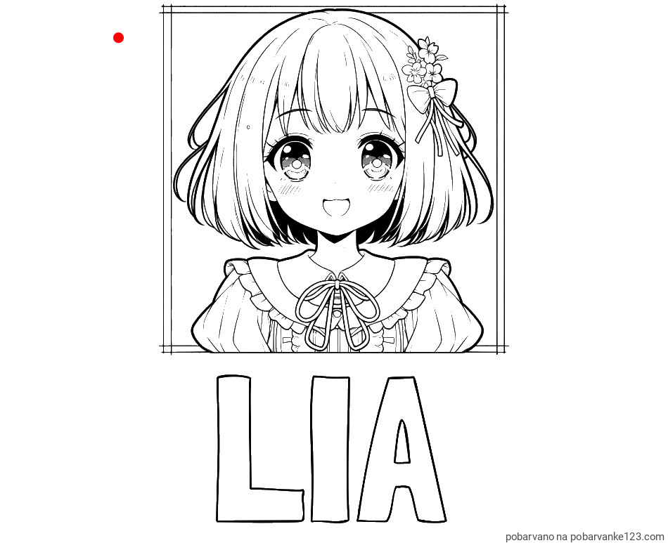 POBARVANA POBARVANKA - Pobarvanka imena LIA in pobarvanka ljubke punčke v anime slogu