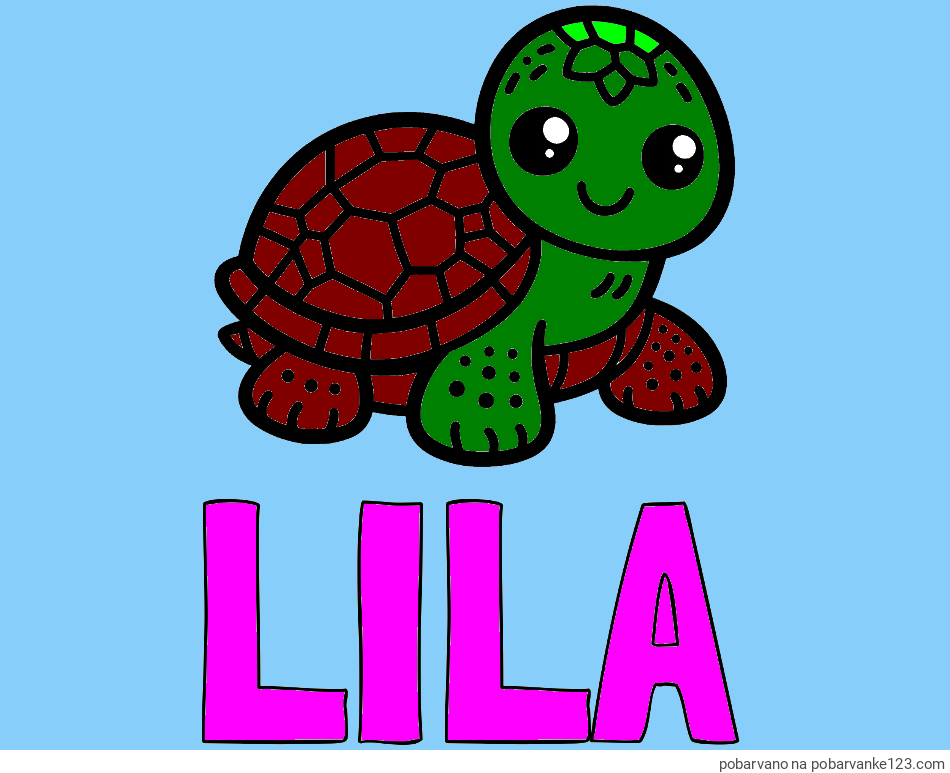 POBARVANA POBARVANKA - Pobarvanka imena LILA in otroška pobarvanka želve