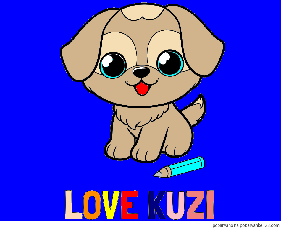 POBARVANA POBARVANKA - Pobarvanka imena LOVE KUŽI in pobarvanka prikupnega kužka