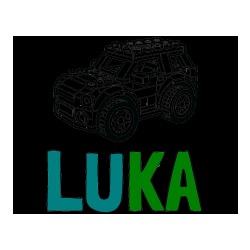 Pobarvana pobarvanka - Pobarvanka imena LUKA in pobarvanka avtomobila sestavljenega iz LEGO kock