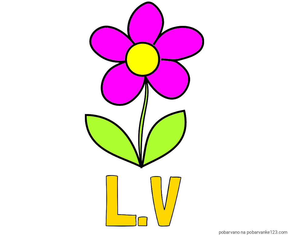 POBARVANA POBARVANKA - Pobarvanka imena L.V in otroška pobarvanka rože
