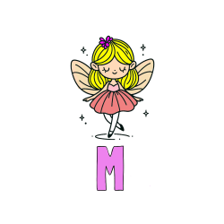 Pobarvana pobarvanka - Pobarvanka imena M in enostavna pobarvanka čarobne vile