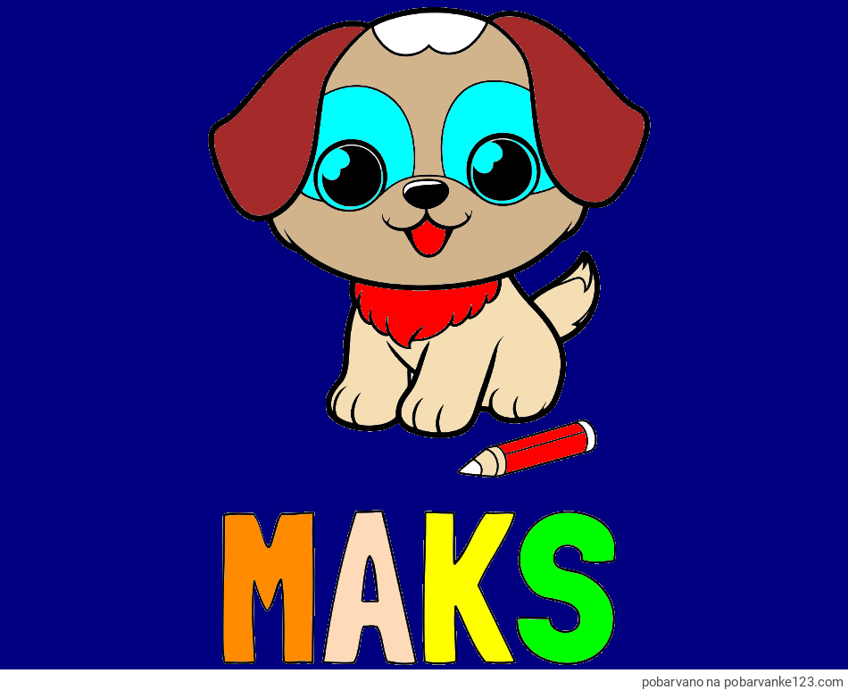 POBARVANA POBARVANKA - Pobarvanka imena MAKS in pobarvanka prikupnega kužka