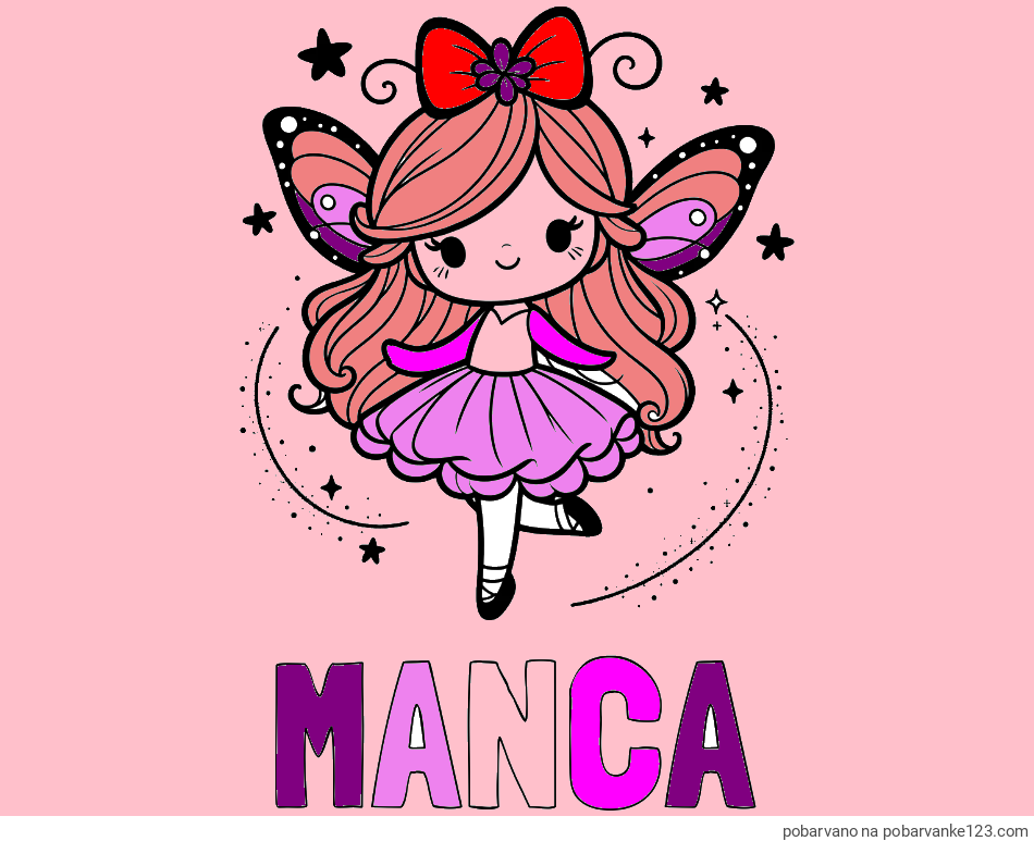 POBARVANA POBARVANKA - Pobarvanka imena MANCA in ljubka čarobna vila