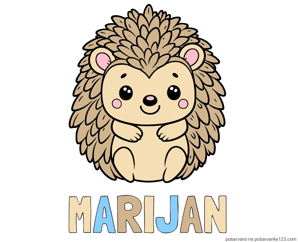 POBARVANA POBARVANKA - Pobarvanka imena MARIJAN in pobarvanka prikupnega ježa