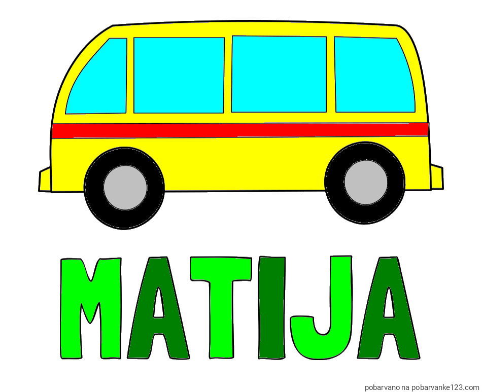 POBARVANA POBARVANKA - Pobarvanka imena MATIJA in avtobus