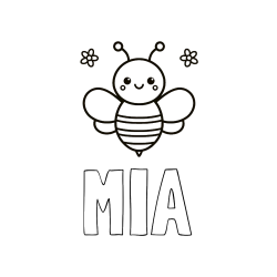Pobarvana pobarvanka - Pobarvanka imena MIA in otroška pobarvanka čebele