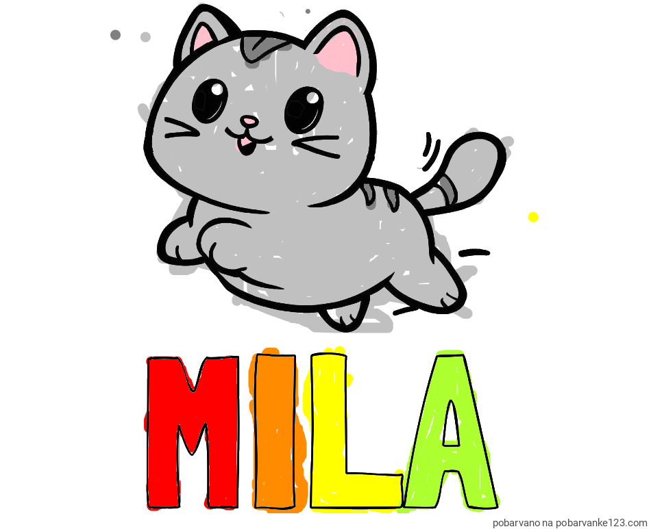 POBARVANA POBARVANKA - Pobarvanka imena MILA in pobarvanka prikupne mačke med tekom