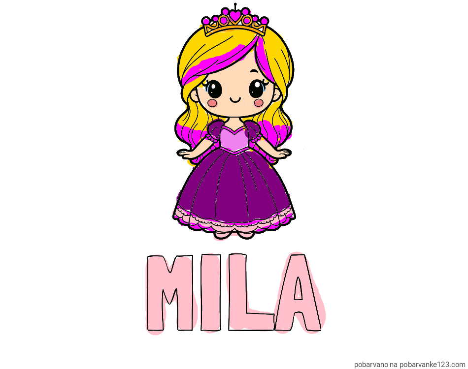 POBARVANA POBARVANKA - Pobarvanka imena MILA