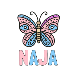 Pobarvana pobarvanka - Pobarvanka imena NAJA in preprosta pobarvanka metulja