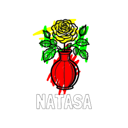 Pobarvana pobarvanka - Pobarvanka imena NATAŠA in pobarvanka čudovite vrtnice v vazi