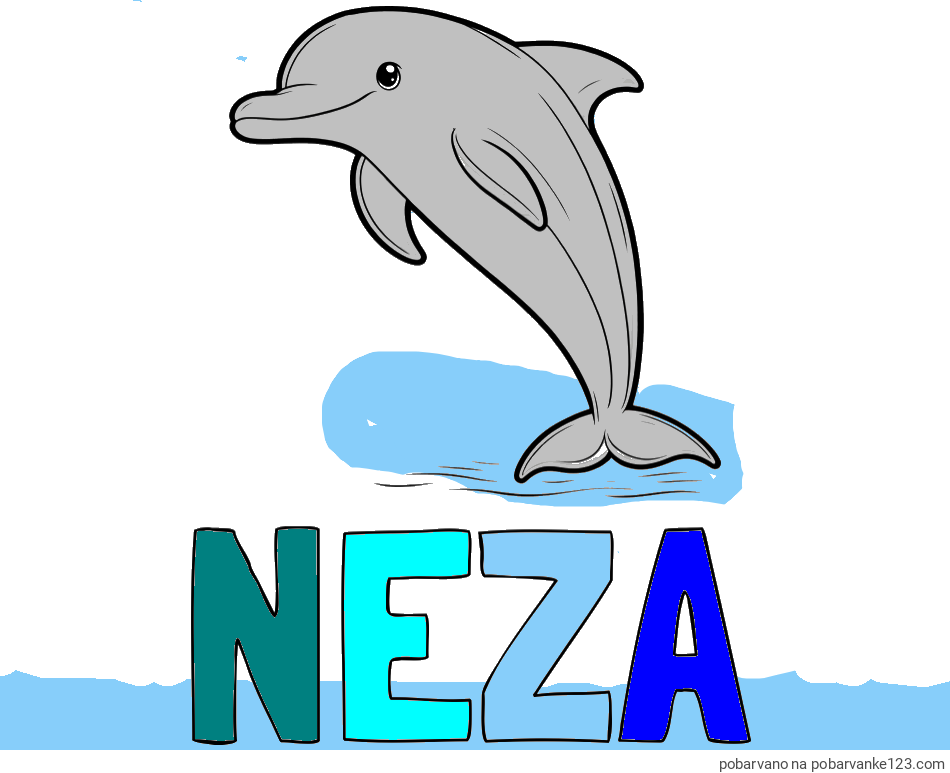POBARVANA POBARVANKA - Pobarvanka imena NEŽA in pobarvanka delfina