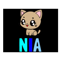 Pobarvana pobarvanka - Pobarvanka imena NIA in pobarvnaka ljubke muce v anime slogu