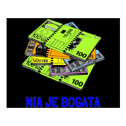 Pobarvana pobarvanka - Pobarvanka imena NIA JE BOGATA in pobarvanka evrskih bankovcev