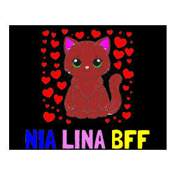 Pobarvana pobarvanka - Pobarvanka imena NIA LINA BFF in pobarvanka ljubke mucke obdane s srčki