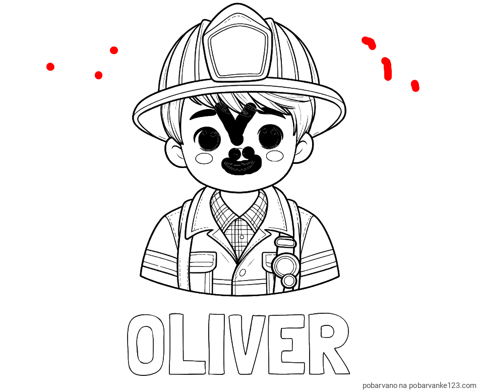 POBARVANA POBARVANKA - Pobarvanka imena OLIVER in pobarvanka mladega gasilca
