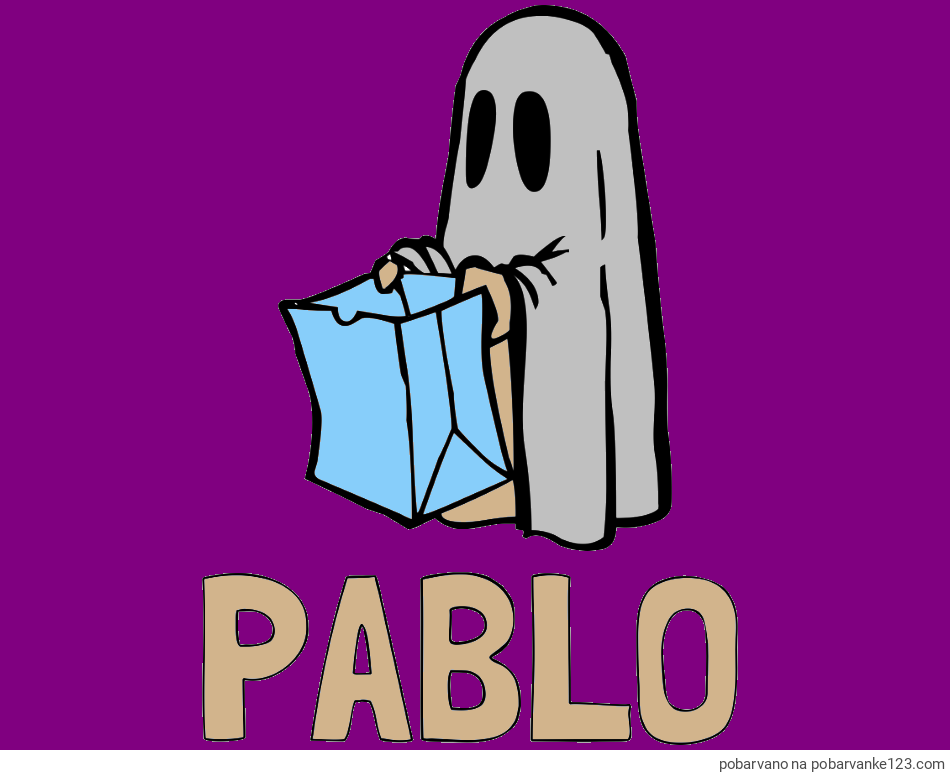 POBARVANA POBARVANKA - Pobarvanka imena PABLO in otroška pobarvanka duhca