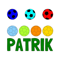 Pobarvana pobarvanka - Pobarvanka imena PATRIK in pobarvanka nogometnih žog