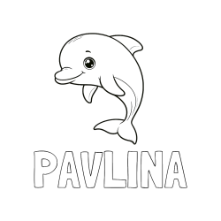 Pobarvana pobarvanka - Pobarvanka imena PAVLINA in otroška pobarvanka ljubkega delfina