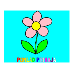 Pobarvana pobarvanka - Pobarvanka imena POMLAD PRIHAJA in pobarvanka lepe cvetlice