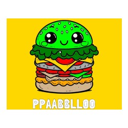 Pobarvana pobarvanka - Pobarvanka imena PPAABBLLOO in otroška pobarvanka nasmejanega hamburgerja