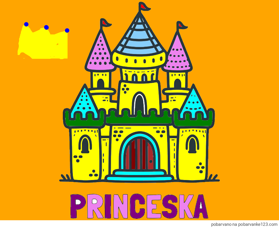 POBARVANA POBARVANKA - Pobarvanka imena PRINCESKA in otroška pobarvanka gradu