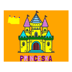 Pobarvana pobarvanka - Pobarvanka imena PRINCESKA in otroška pobarvanka gradu