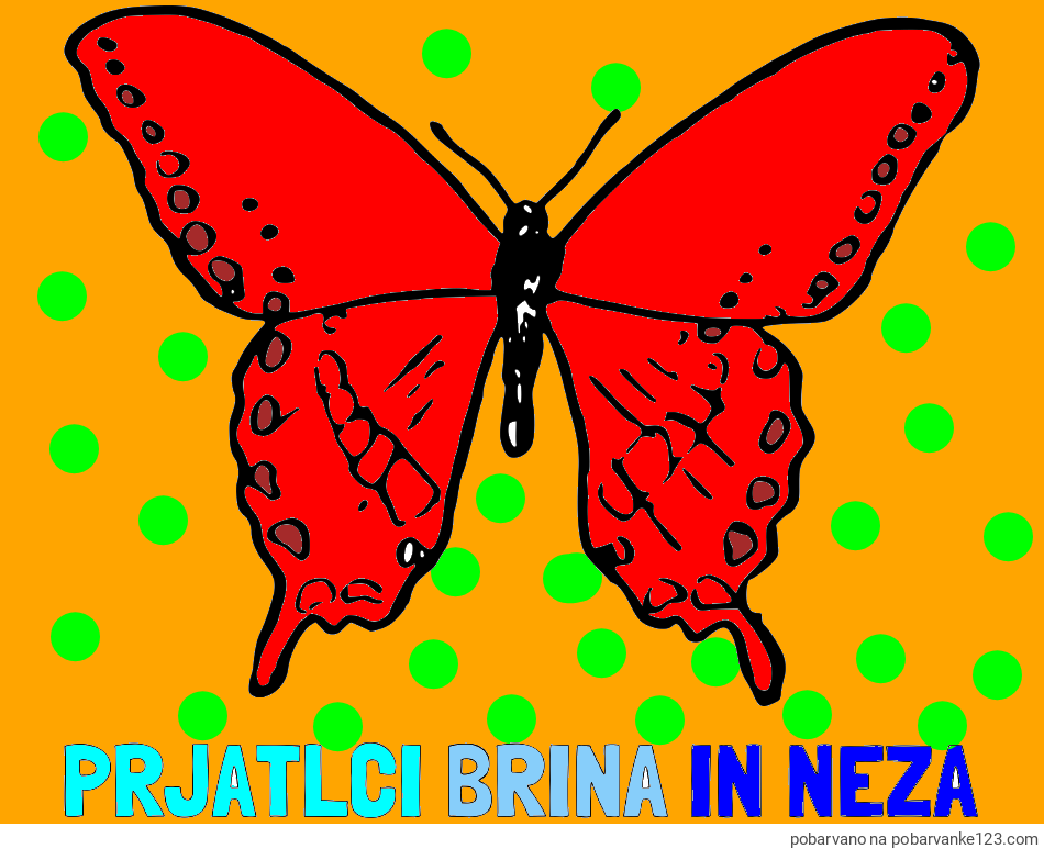 POBARVANA POBARVANKA - Pobarvanka imena PRJATLCI BRINA IN NEŽA in starejša in preprosta pobarvanka metulja