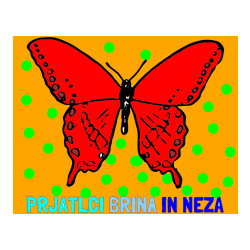 Pobarvana pobarvanka - Pobarvanka imena PRJATLCI BRINA IN NEŽA in starejša in preprosta pobarvanka metulja
