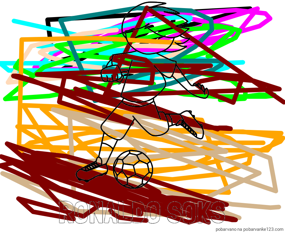 POBARVANA POBARVANKA - Pobarvanka imena RONALDO SOKS in otroška pobarvanka preprosto ilustriranega nogometaša