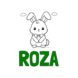 Pobarvana pobarvanka - Pobarvanka imena ROZA in pobarvanka prikupnega zajčka