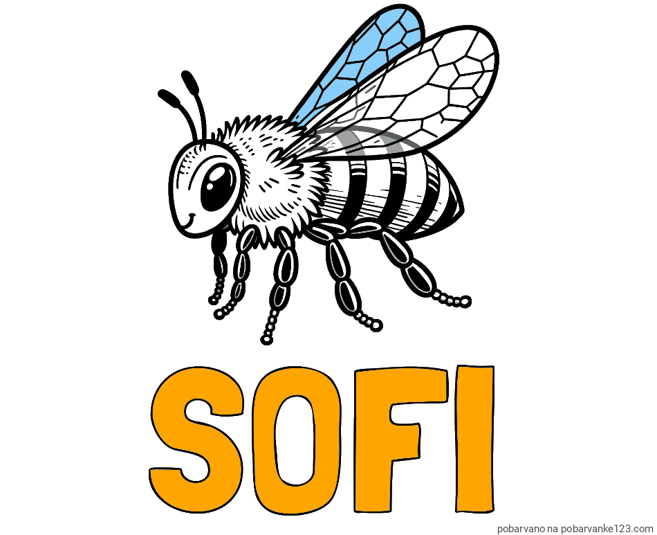 POBARVANA POBARVANKA - Pobarvanka imena SOFI in otroška pobarvanka čebele (realistična)