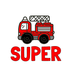 Pobarvana pobarvanka - Pobarvanka imena SUPER in pobarvanka gasilski avto
