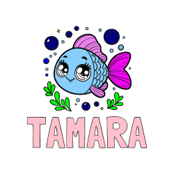 Pobarvana pobarvanka - Pobarvanka imena TAMARA in pobarvanka prisrčne ribice