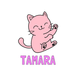 Pobarvana pobarvanka - Pobarvanka imena TAMARA in pobarvanka razigranega mucka