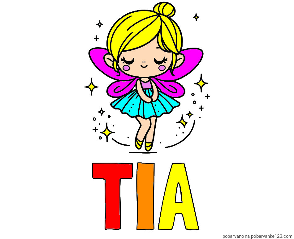 POBARVANA POBARVANKA - Pobarvanka imena TIA in otroška pobarvanka čarobne vile