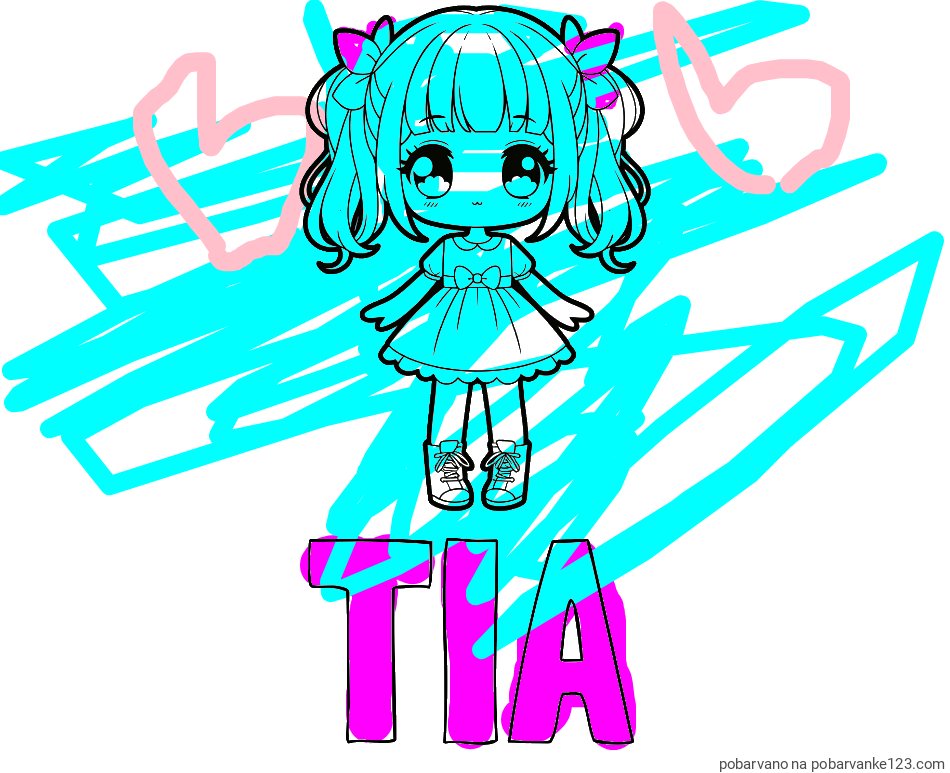 POBARVANA POBARVANKA - Pobarvanka imena TIA in pobarvanka anime punčke