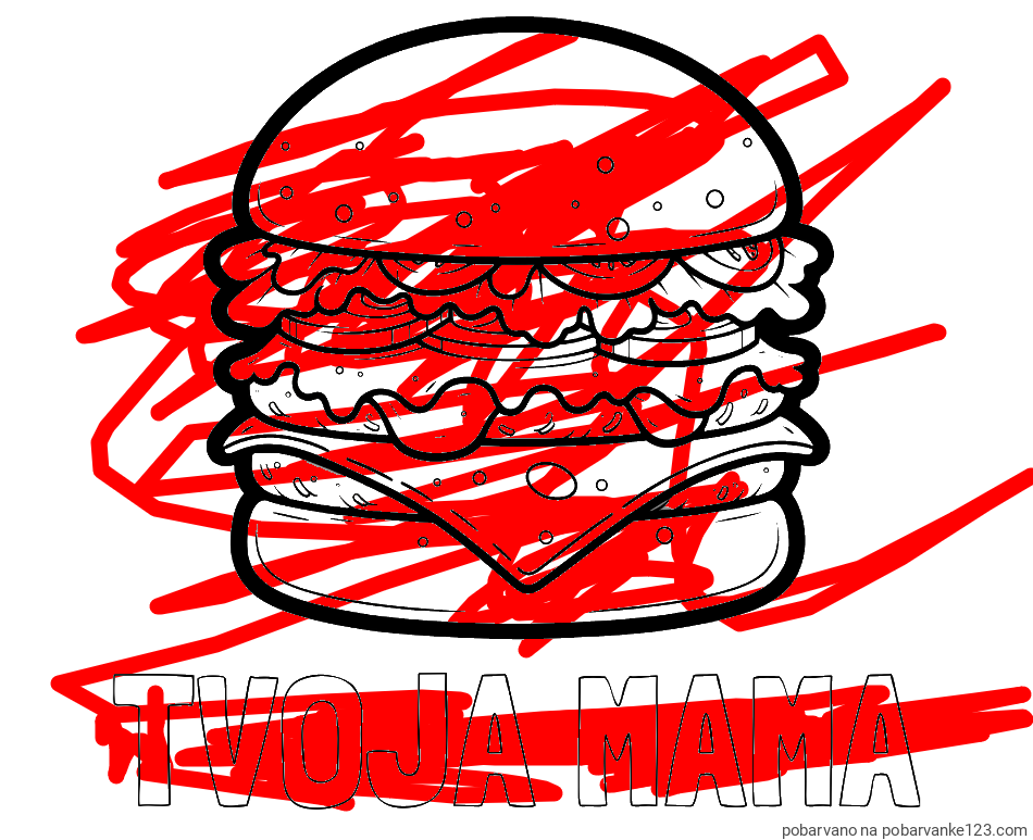 POBARVANA POBARVANKA - Pobarvanka imena TVOJA MAMA in pobarvanka hamburger