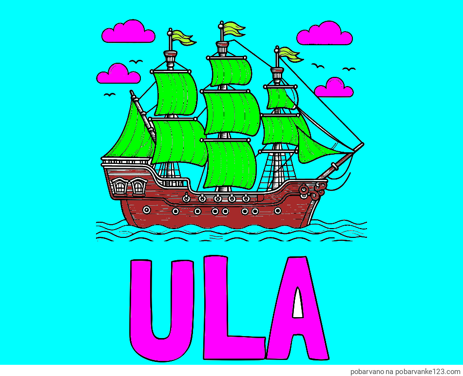 POBARVANA POBARVANKA - Pobarvanka imena ULA in pobarvanka stare gusarske ladje