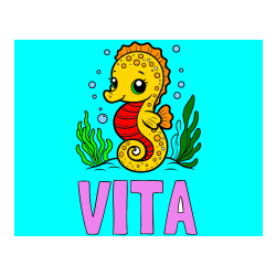 Pobarvana pobarvanka - Pobarvanka imena VITA in pobarvanka morskega konjička